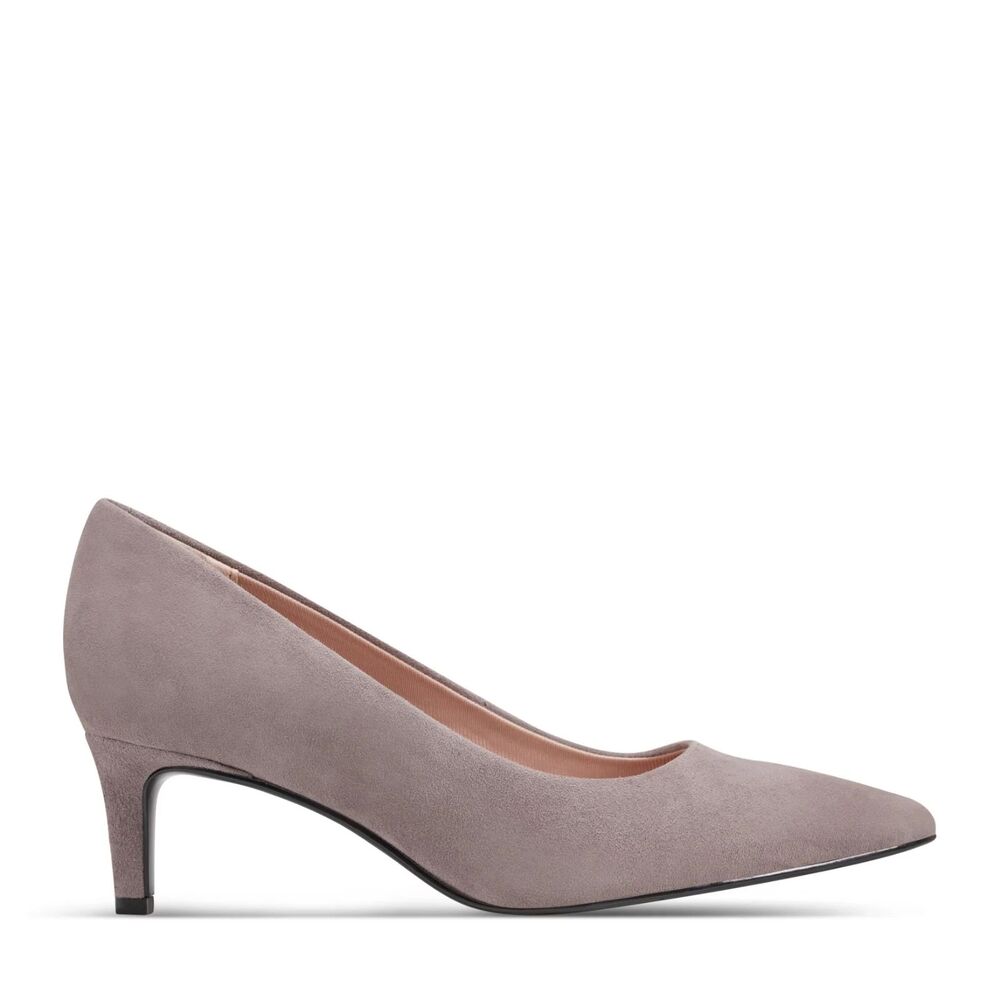 Rockport Cindy Total Motion grey suede pointed toe pumps new without box